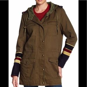 BLANKNYC Denim Military Contrast Cuff Jacket